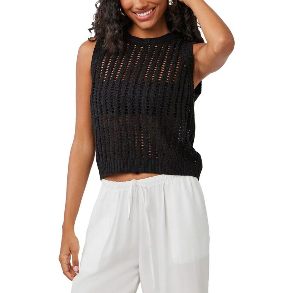 Bella Dahl Womens Crew Neck Vest, Black